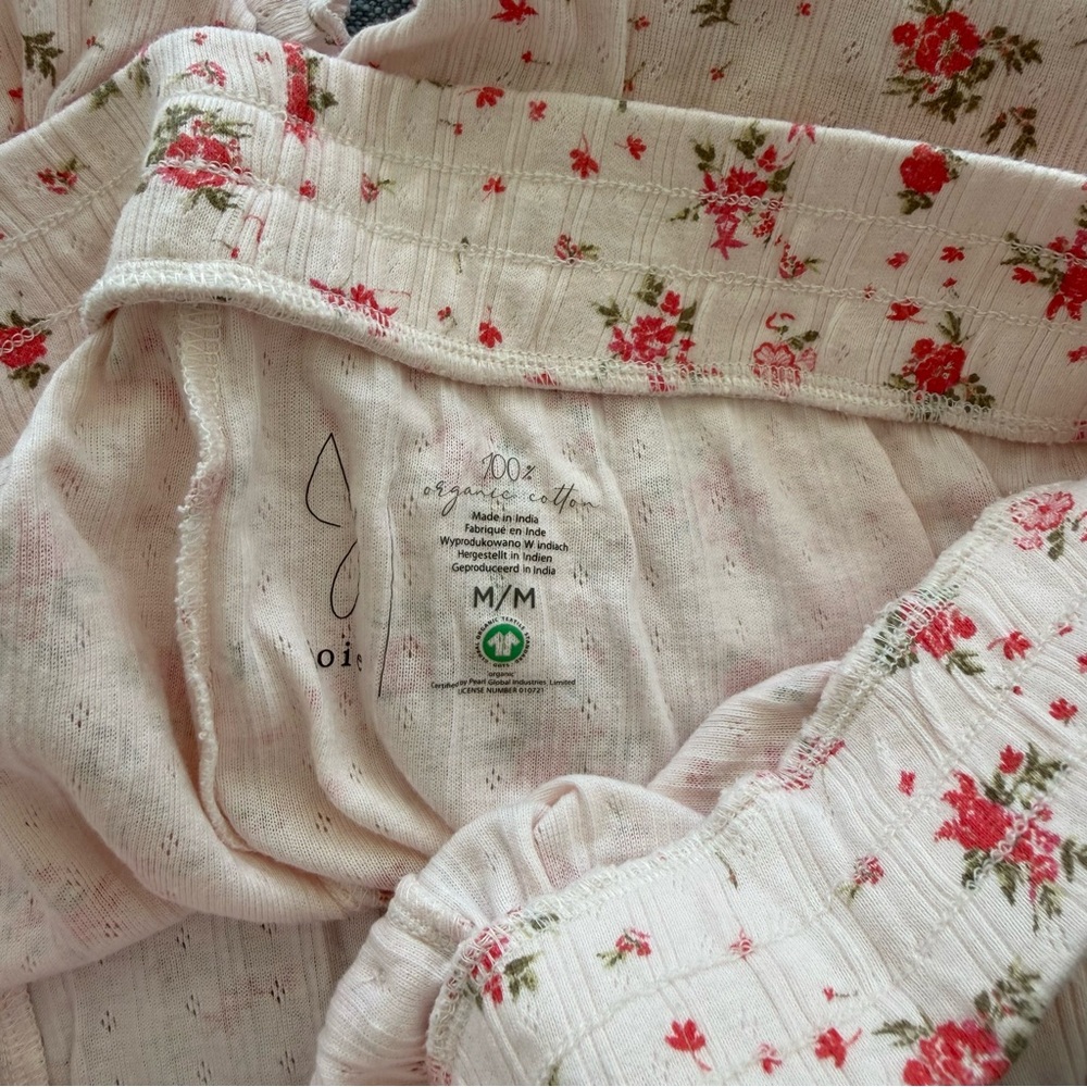 Joie Pajama Set Cropped Top 100% Organic Cotton - Picture 11 of 15
